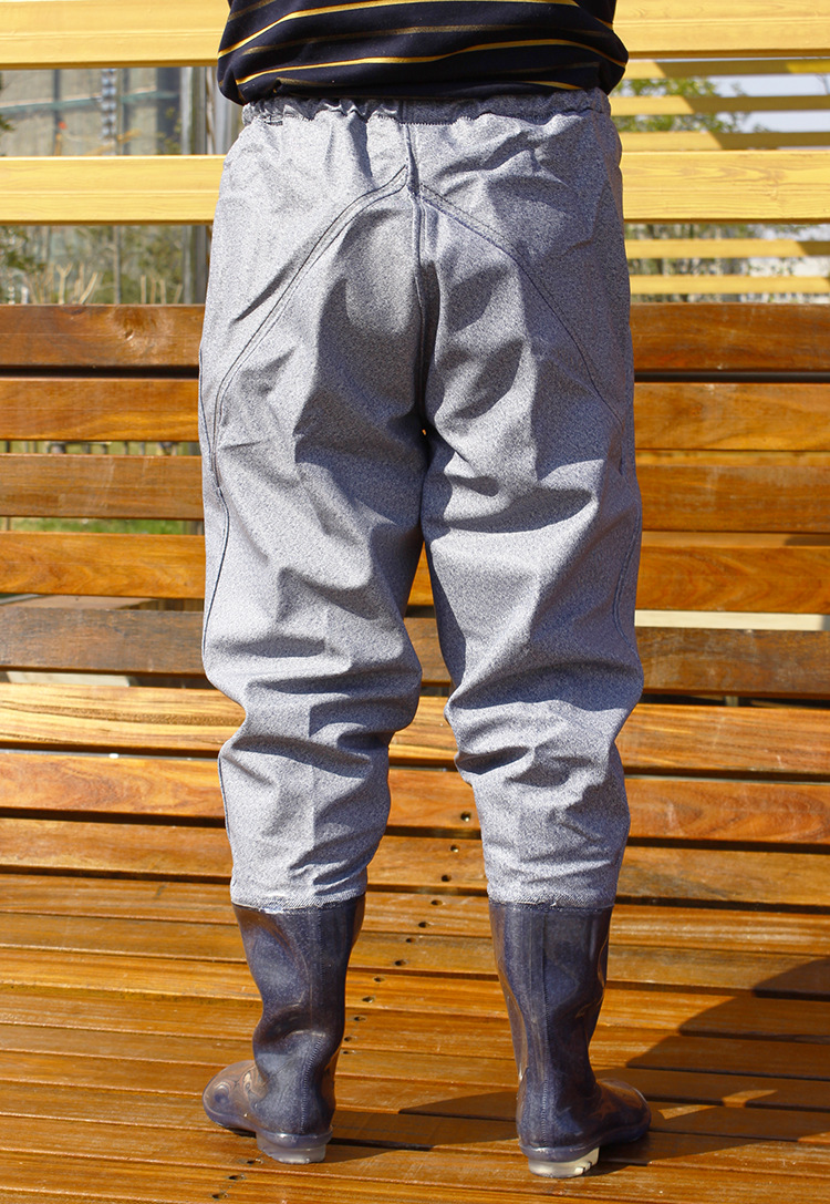 齐腰半身下水裤耐磨连体捕鱼裤加厚过膝防水裤超高筒水鞋叉裤 牛仔齐