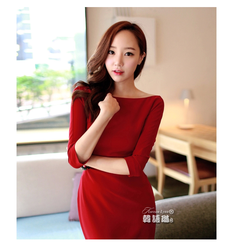 
                                        韩语琳空间秋冬女装性感礼服名媛修身包臀开叉礼服 连衣裙长裙 绿色 M                