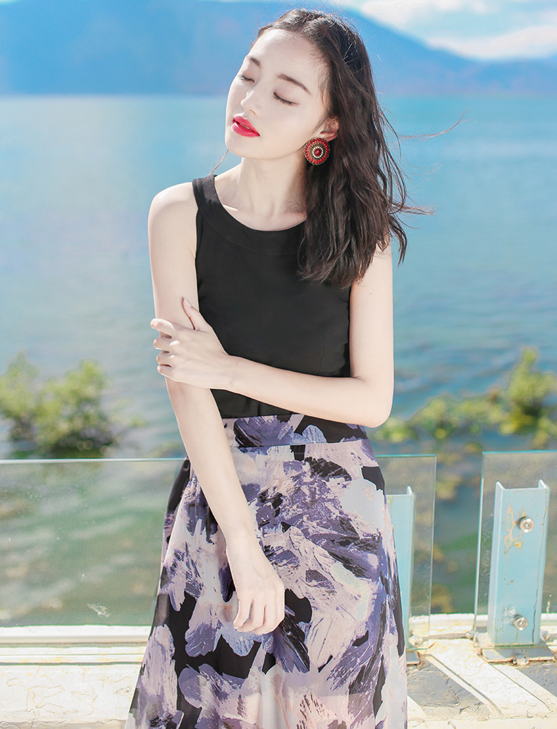 西子美丽心情夏季女装套装裙子雪纺连衣裙长裙波西米亚海边度假沙滩裙