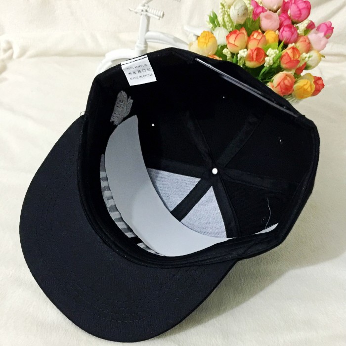 compton迷彩帽子刺绣棒球帽韩版平沿平板帽街舞黑白嘻哈帽男女 黑色