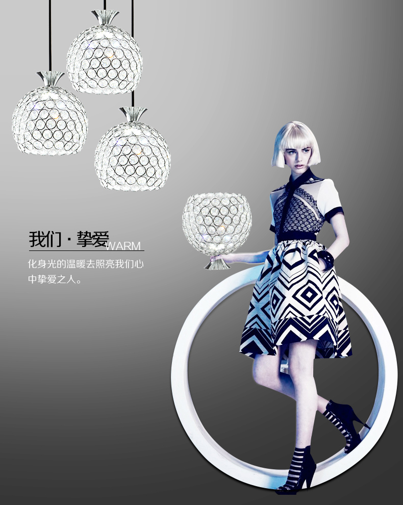 德洛特 餐厅灯艺术吊灯现代简约卧室灯三头 楼梯吊顶灯圆球玻璃灯罩 D2500 三头 配LED光源