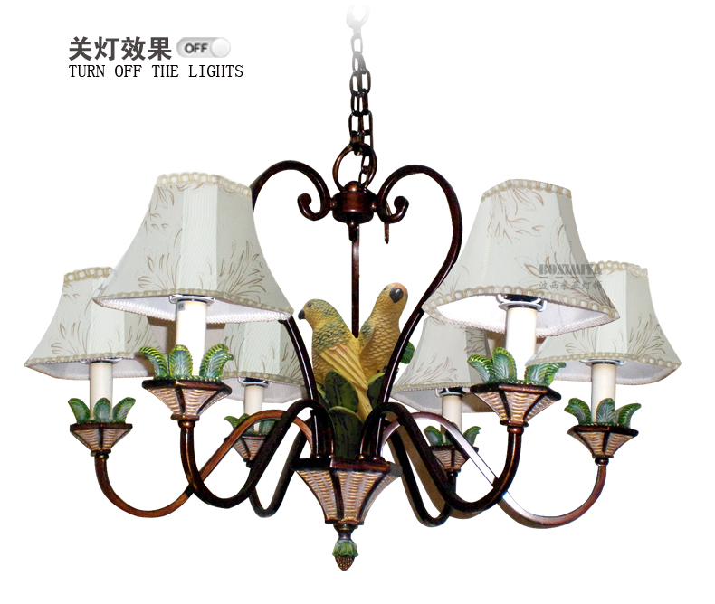 客厅灯 餐厅卧室吊灯 鸟吊灯 欧式吊灯 灯具 六头吊灯(不含光源)