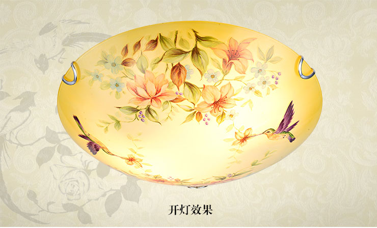 蒙特丽 卧室阳台过道灯吸顶灯MB66 欧式田园风灯具(B) 彩蝶(30cm) 自带LED贴片光源版