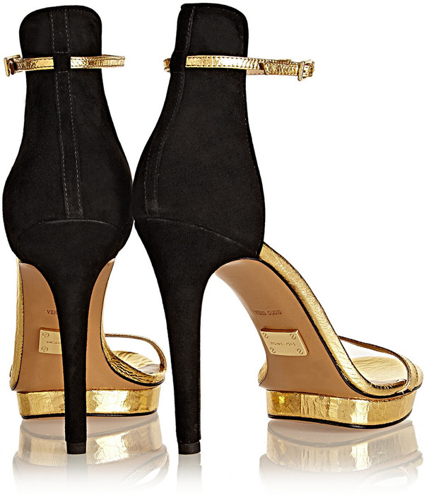 货号 p464827 标题原文 doris 裂纹金属色皮革和绒面革凉鞋 品牌名称