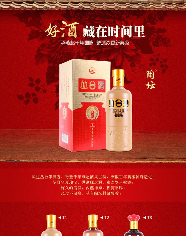 丛台白酒浓香型酒t系列陶坛封藏礼品白酒 42度t2系列500ml*4