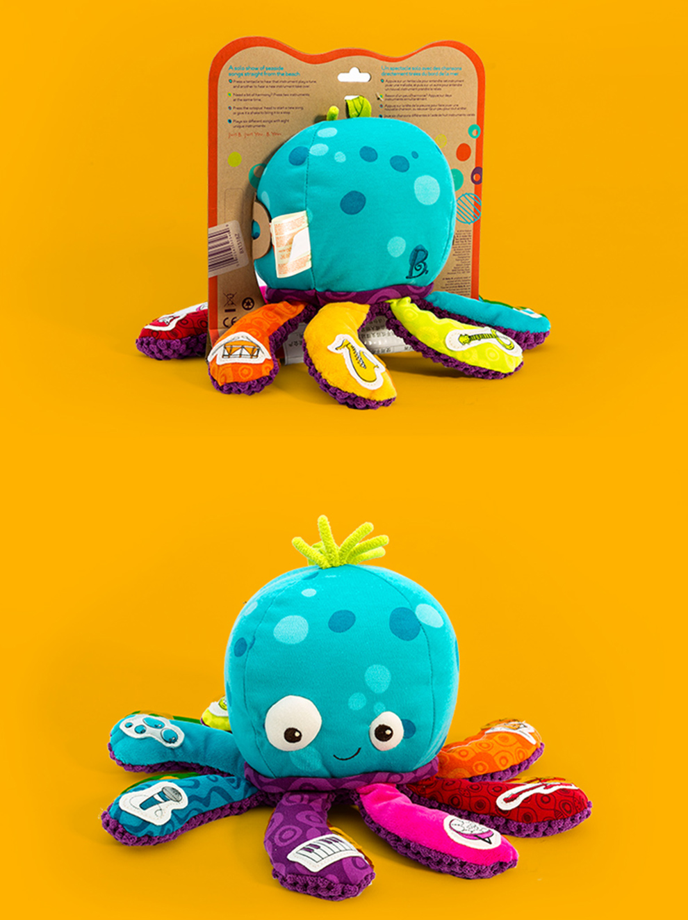 toys比乐宝宝多功能音乐八爪鱼章鱼宝宝安抚玩偶布玩具婴儿玩具 八爪