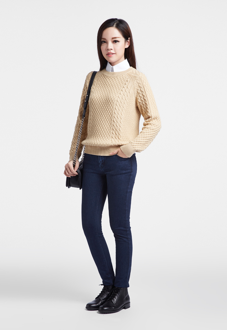 哥弟女装新品四季款百搭贴腿弹性牛仔裤 黑色 S(2码)