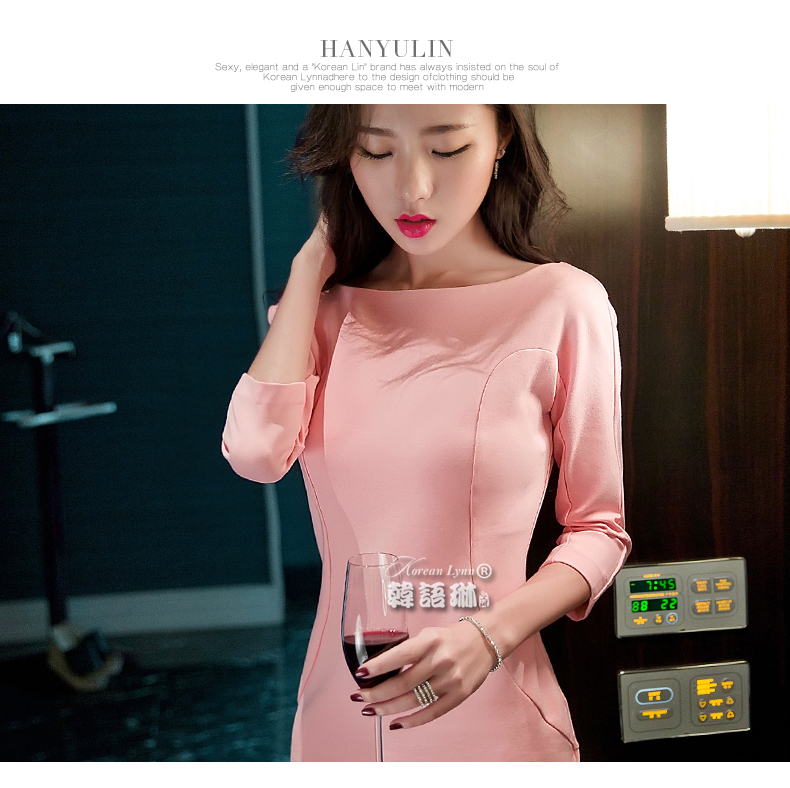 
                                        韩语琳空间秋冬女装性感礼服名媛修身包臀开叉礼服 连衣裙长裙 绿色 M                