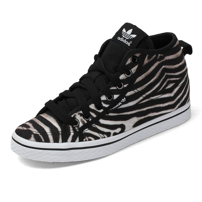 阿迪达斯(adidas)休闲板鞋女款2014秋冬新款三叶草斑马纹高帮板鞋 m2