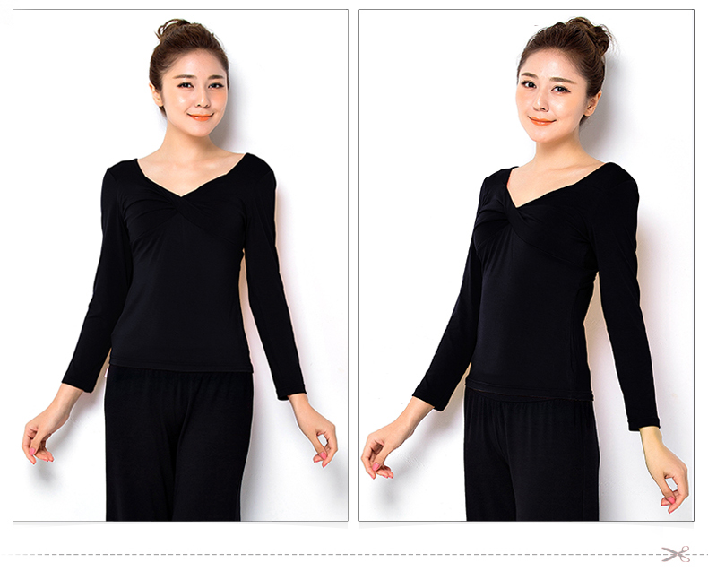远阳瑜伽服 秋冬新款套装大码女V领时尚中袖灯笼裤愈加舞蹈服 S8023Y-74长袖2 M