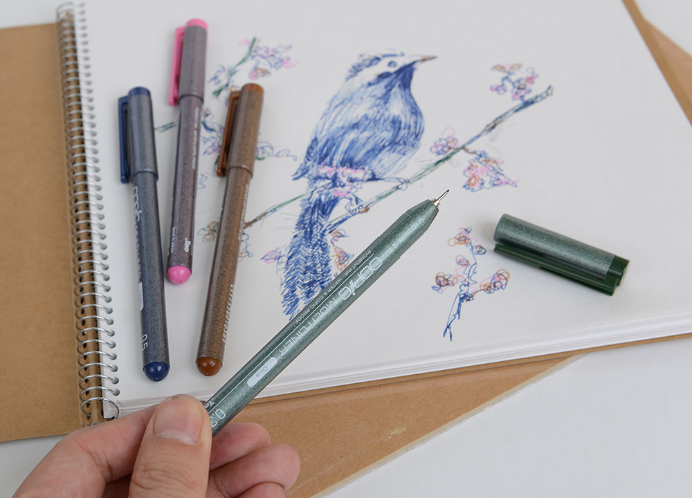 日本copic multiliner防水针管笔 勾线笔 绘图笔 彩色针管笔 0.05钴蓝