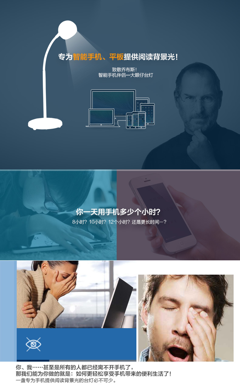 立莱 led台灯 大眼仔夹灯学生护眼灯学习 卧室床头阅读灯 蓝色 3W