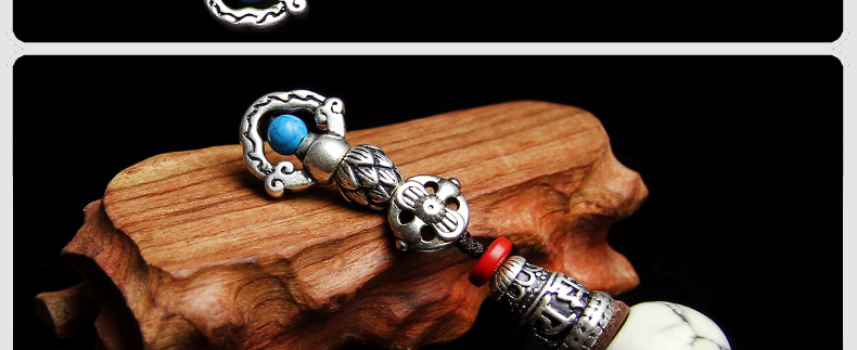 指间缘 白松石藏式三通 念珠佛头佛珠佛塔手链手串diy星月菩提配饰