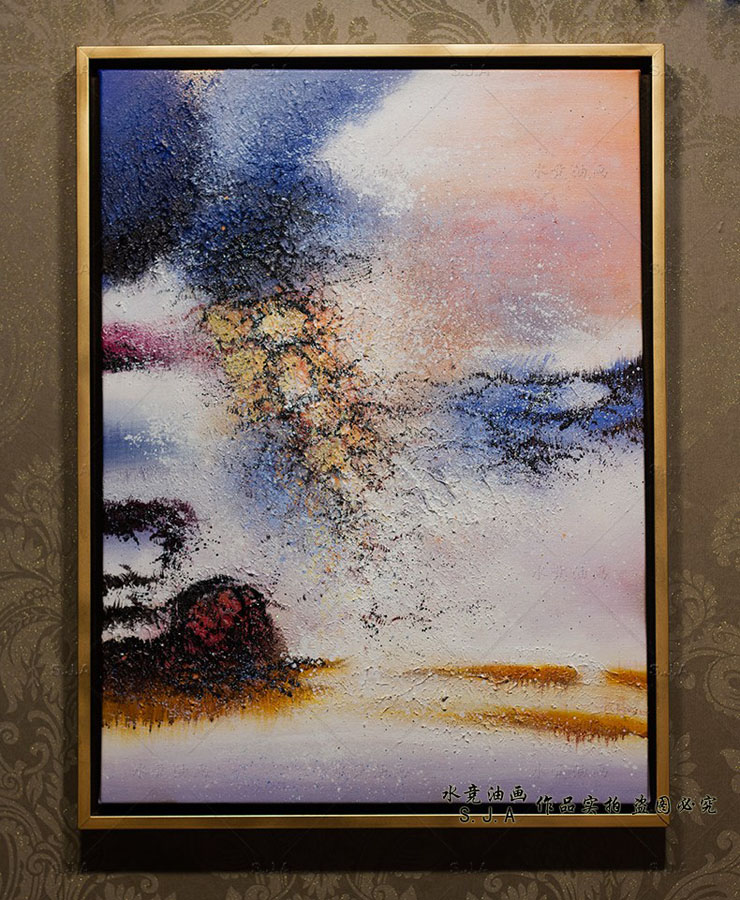 
                                        油画赵无极抽象画手绘客厅装饰画欧式三联现代简约卧室床头画挂画 三联A款 50*70cm                