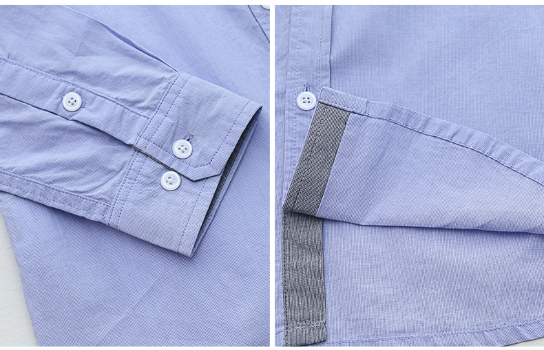 春装新款男装 韩版修身纯色长袖休闲衬衫 春秋款j5bp37107 浅青蓝色 l