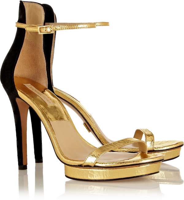 货号 p464827 标题原文 doris 裂纹金属色皮革和绒面革凉鞋 品牌名称