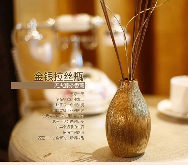 包邮纸醉金迷室内无火香薰精油套装欧式创意礼品藤条挥发熏香礼盒 银色檀香