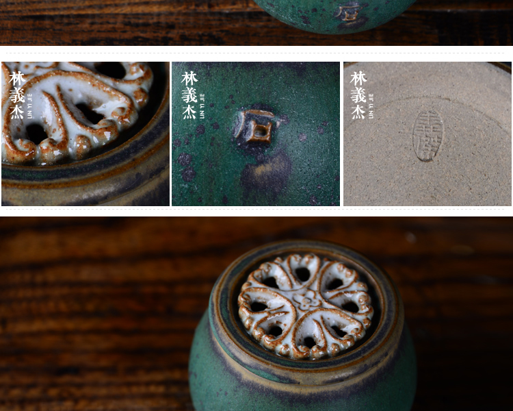 
                                        台湾茶具 林义杰作品 花盖小茶仓 茶叶罐 储茶罐 功夫茶具茶道                