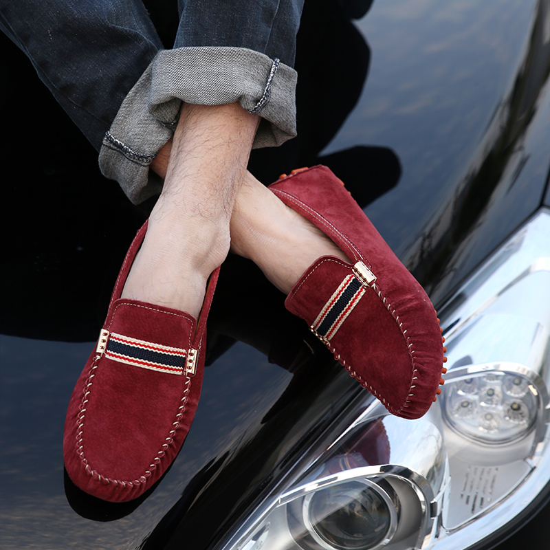 百登休闲鞋夏季透气豆豆男鞋 春防水驾车鞋反绒皮豆豆鞋男 89011