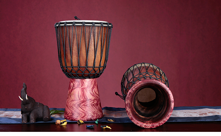 泰域 东南亚风情牛皮大鼓 非洲鼓手鼓桌面摆件 装饰摆件 黑色 小号