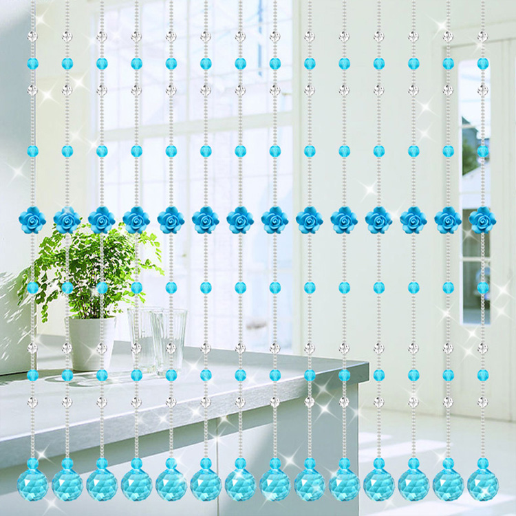 
                                        小雏菊 (XCJ)美洛辰玫瑰花 水晶珠帘隔断帘成品玄关装饰半帘新款卧室门帘客厅挂帘子 21条1.45-1.55米                