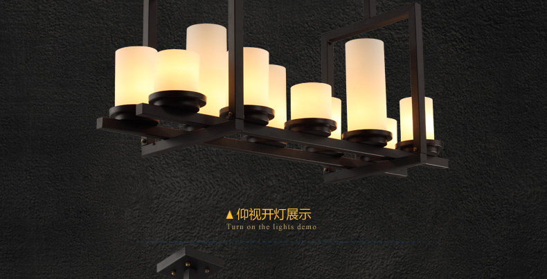 惟柯(wake)北欧美式乡村吊灯 中式创意LED烛台云石复古餐厅工业控吊灯WD988 95cm长方形送3WLED