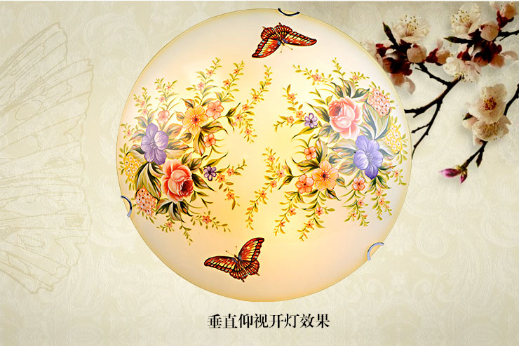 蒙特丽 卧室阳台过道灯吸顶灯MB66 欧式田园风灯具(B) 彩蝶(30cm) 自带LED贴片光源版