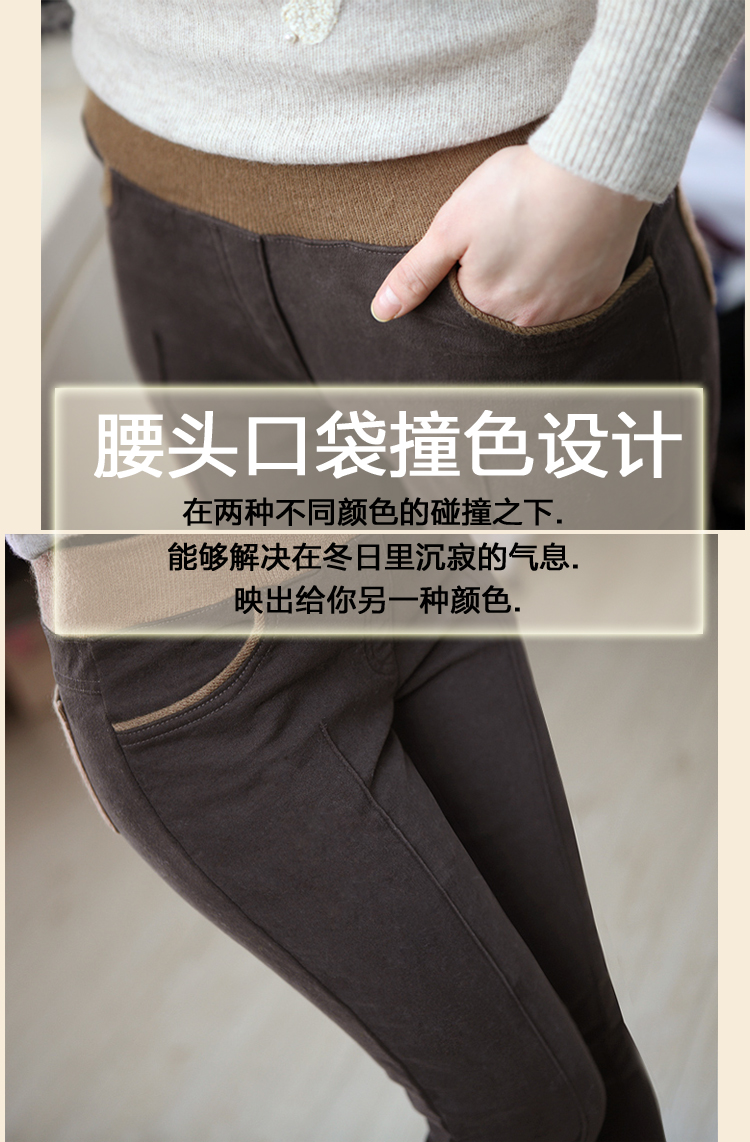 
                                        简浅 S-5XL加绒高腰打底裤女春外穿大码加厚小脚铅笔裤女保暖靴裤1099 深卡其色 XXL 140斤                