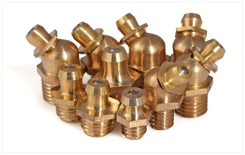 黄油嘴油嘴铜油嘴直嘴45度弯油嘴油咀油枪m6m8m10m12m14m16油嘴头铜