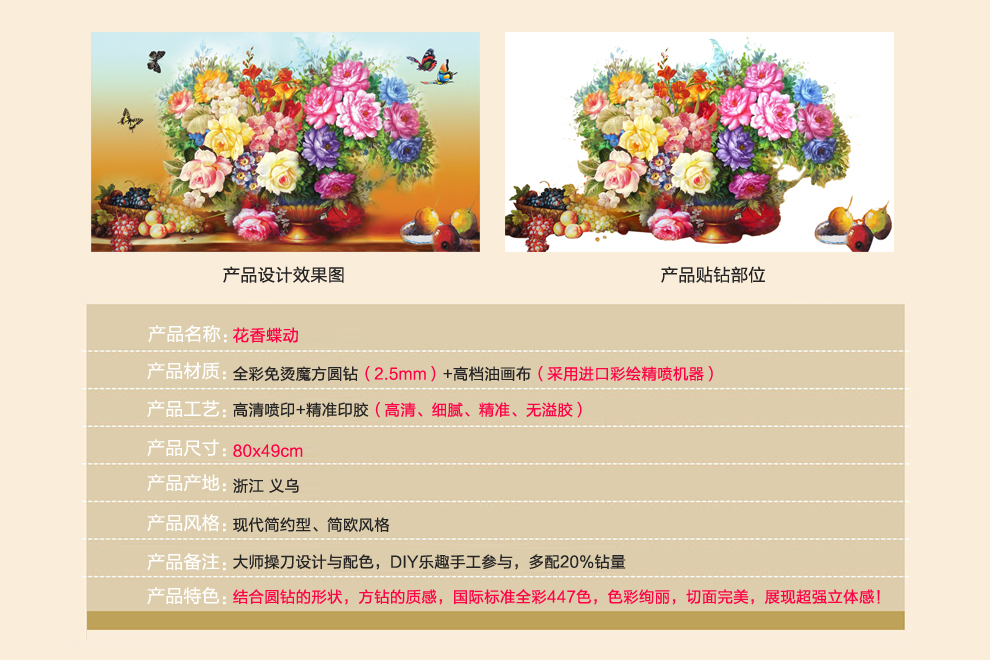 
                                                                                伊人5D钻石画满钻卧室花卉花香蝶动钻石十字绣2022新款客厅砖石画圆钻钻石绣满绣 5D升级AB炫彩圆钻 花香蝶动【80x50cm】满钻                