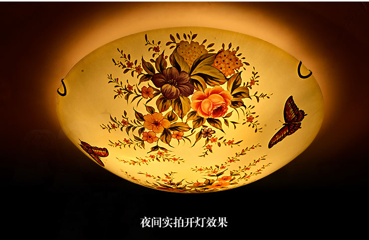蒙特丽 卧室阳台过道灯吸顶灯MB66 欧式田园风灯具(B) 彩蝶(30cm) 自带LED贴片光源版