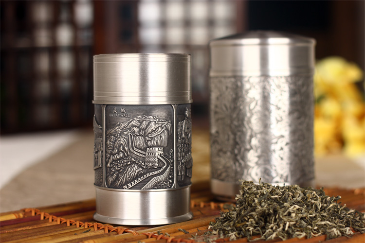 品茶忆友 纯锡茶叶罐 锡罐 锡制茶叶罐 随身茶叶罐 纯锡密封罐 繁花似锦