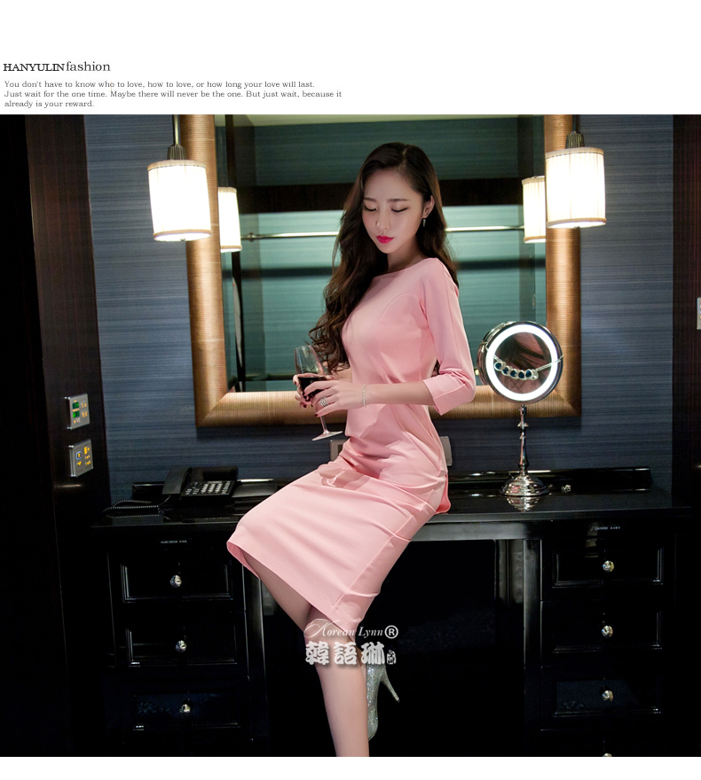 
                                        韩语琳空间秋冬女装性感礼服名媛修身包臀开叉礼服 连衣裙长裙 绿色 M                