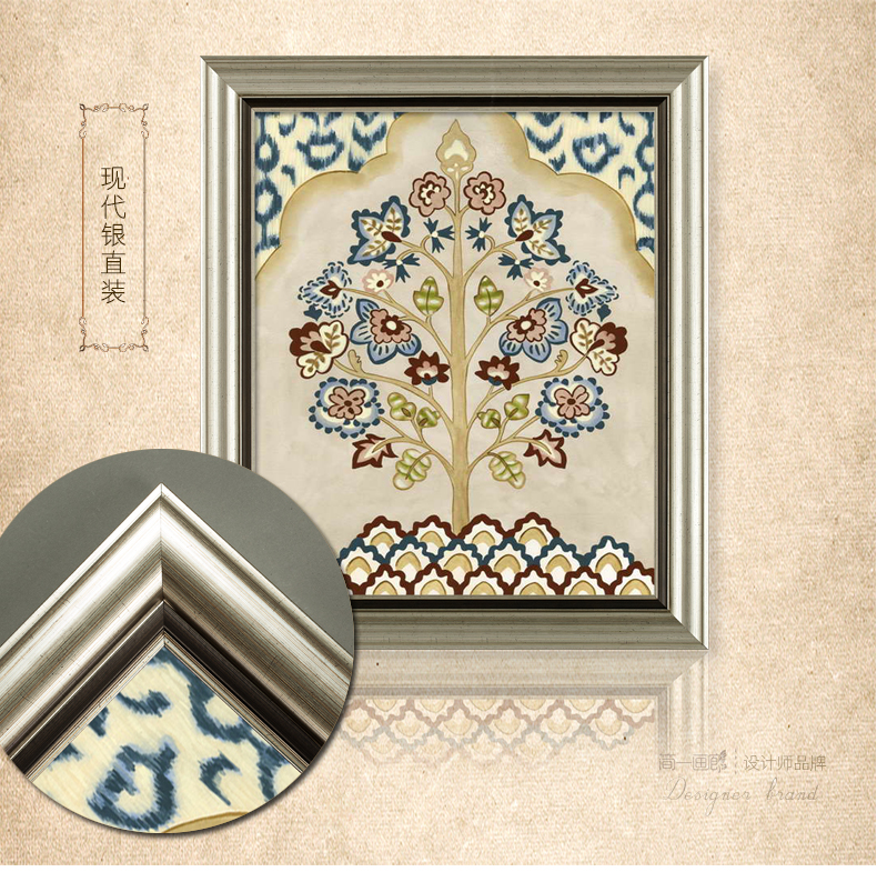简一 客厅沙发背景墙装饰画欧式客厅挂画 书房卧室美式有框壁画 拜占庭之树 欧花金(B款画芯) 60*70