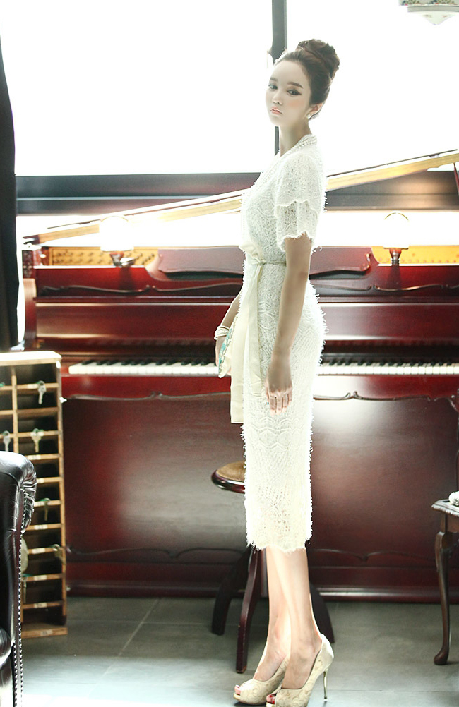 缘素2015针织连衣裙秋冬新品女装高贵优雅修身高腰毛衣裙冬女装 白色
