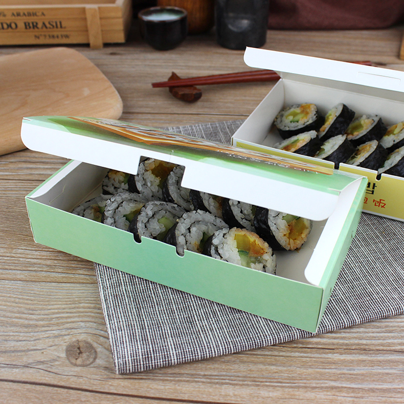 纸质寿司盒10支 紫菜包饭盒 打包饭盒外卖外带便当盒快餐盒 寿司纸盒