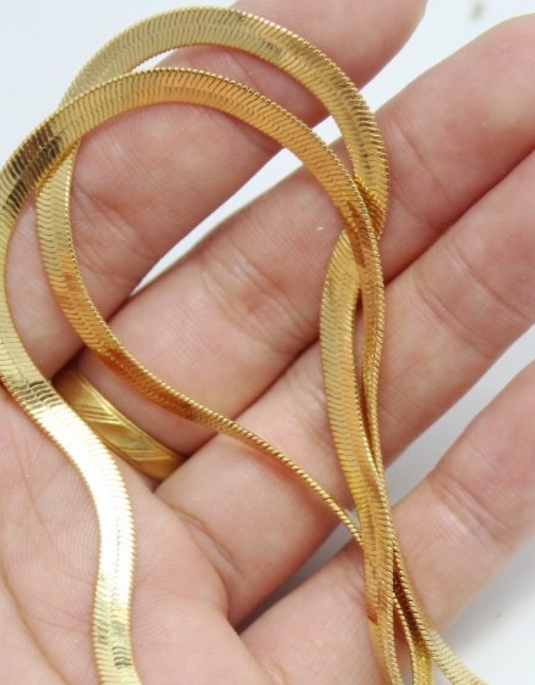 刀片项链金色扁蛇骨链情侣款情人节礼物