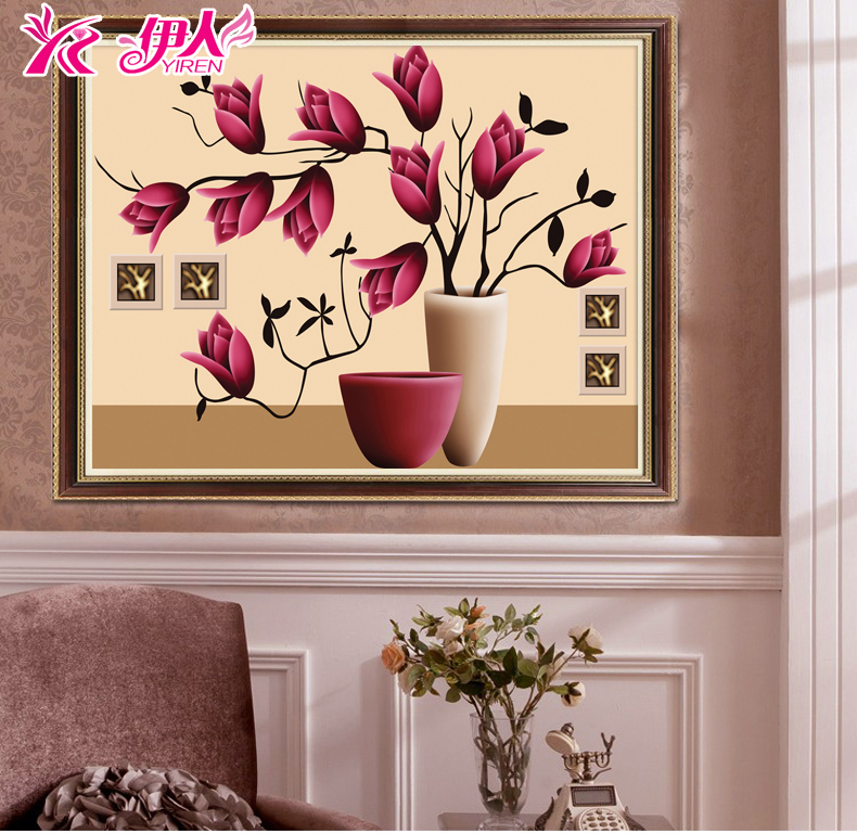 
                                        伊人 5D餐厅钻石画紫荆花-简约实色圆钻钻石十字绣新款卧室钻石绣客厅 魔方圆钻 钻石画 尺寸(70x52cm)                