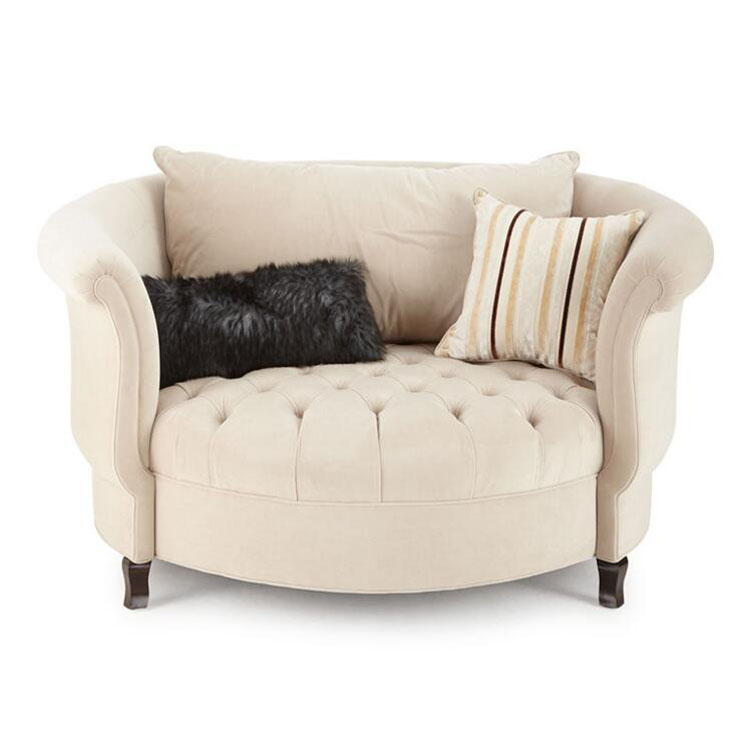 大尾猴 直销欧式布艺椭圆形沙发 大户型客厅卧室懒人沙发 单人简约现