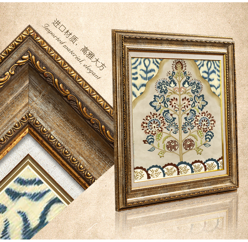 简一 客厅沙发背景墙装饰画欧式客厅挂画 书房卧室美式有框壁画 拜占庭之树 欧花金(B款画芯) 60*70