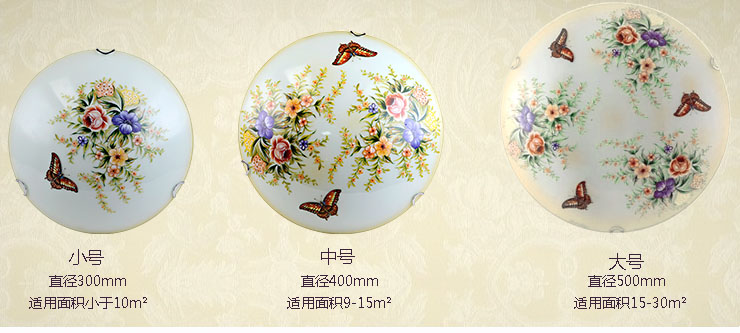 蒙特丽 卧室阳台过道灯吸顶灯MB66 欧式田园风灯具(B) 彩蝶(30cm) 自带LED贴片光源版