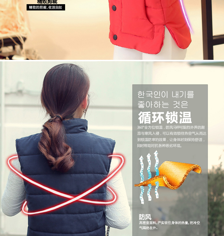 衣缘系我2015小鹿百搭时尚复古学院风大码棉马甲马夹G512C3115 红色 均码