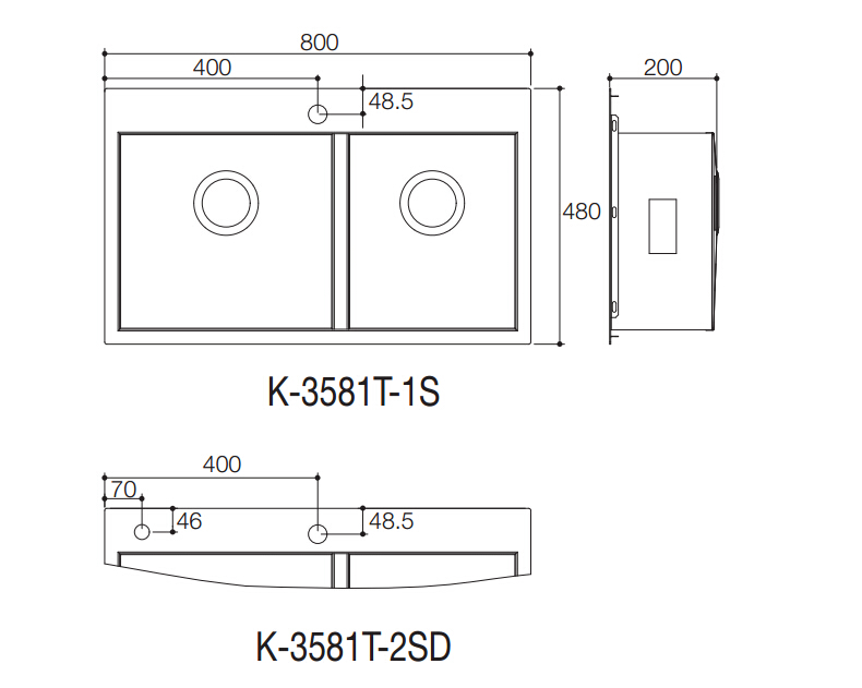 科勒(kohler) 不锈钢水槽双槽大小槽台上厨盆98683t45923t3581t 45923