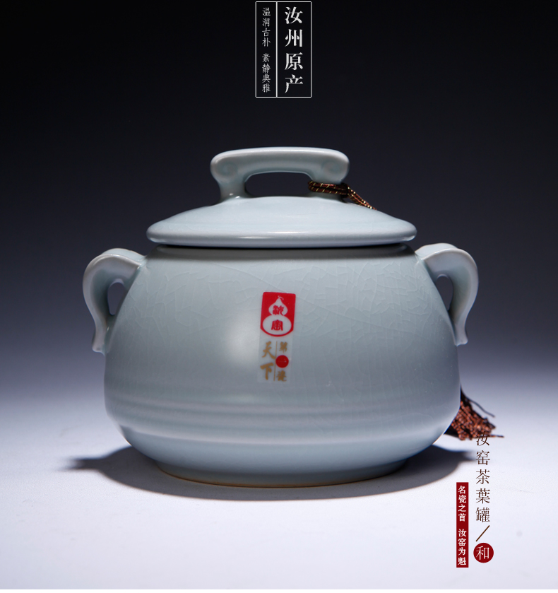 山玄堂陶瓷汝窑开片汝瓷茶叶罐醒茶器储茶器储物罐功夫茶具茶道 和