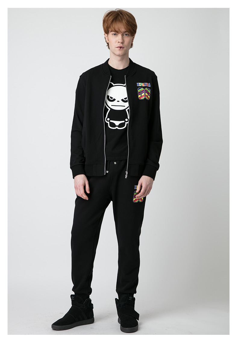 hipanda 你好熊猫 设计潮牌 新品 男款 彩色08基本棒球服 黑色 185