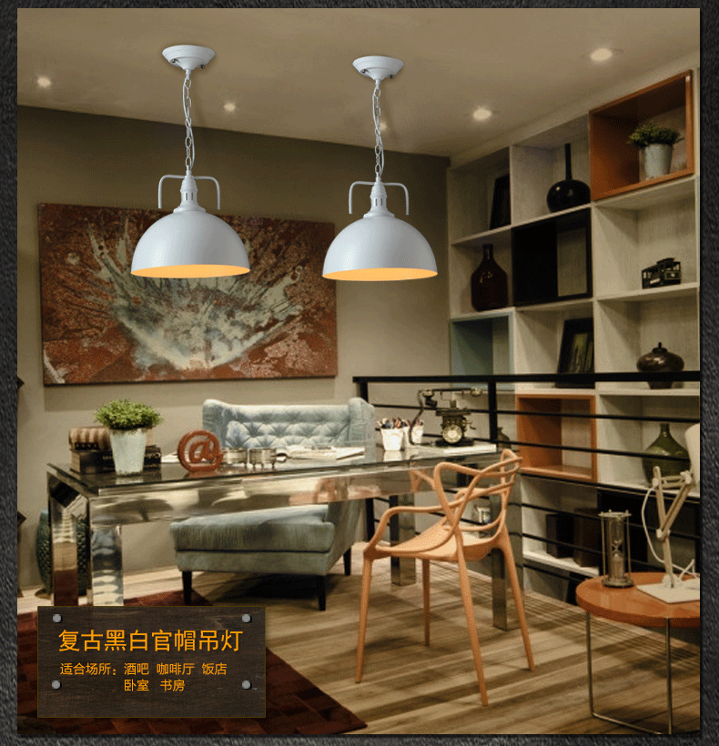 惟柯(wake)Loft美式乡村复古北欧美式吊灯工业风仓库过道餐厅饭厅吊灯WD971 18cm三头长盘-普通光源