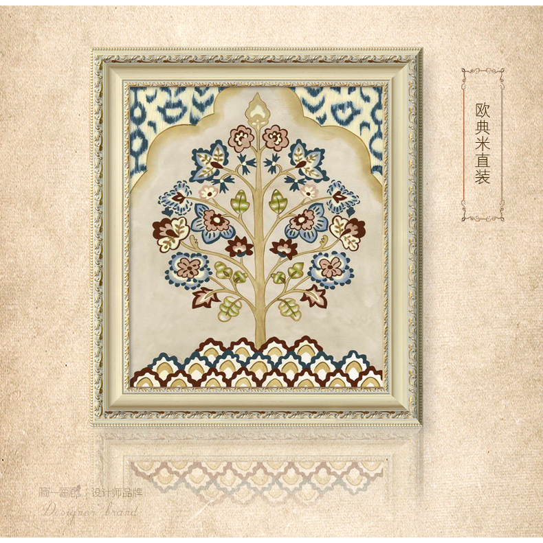 简一 客厅沙发背景墙装饰画欧式客厅挂画 书房卧室美式有框壁画 拜占庭之树 欧花金(B款画芯) 60*70
