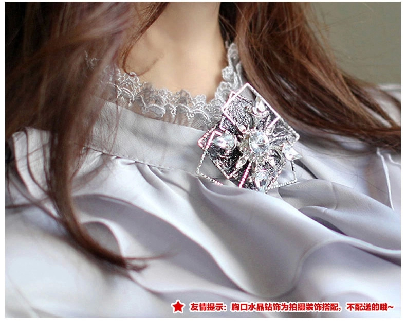 
                                        名诺儿2016秋季职业工作服女士白衬衫女装长袖上衣仿真丝衬衣女荷叶边修身款花边领 662白色 XL                