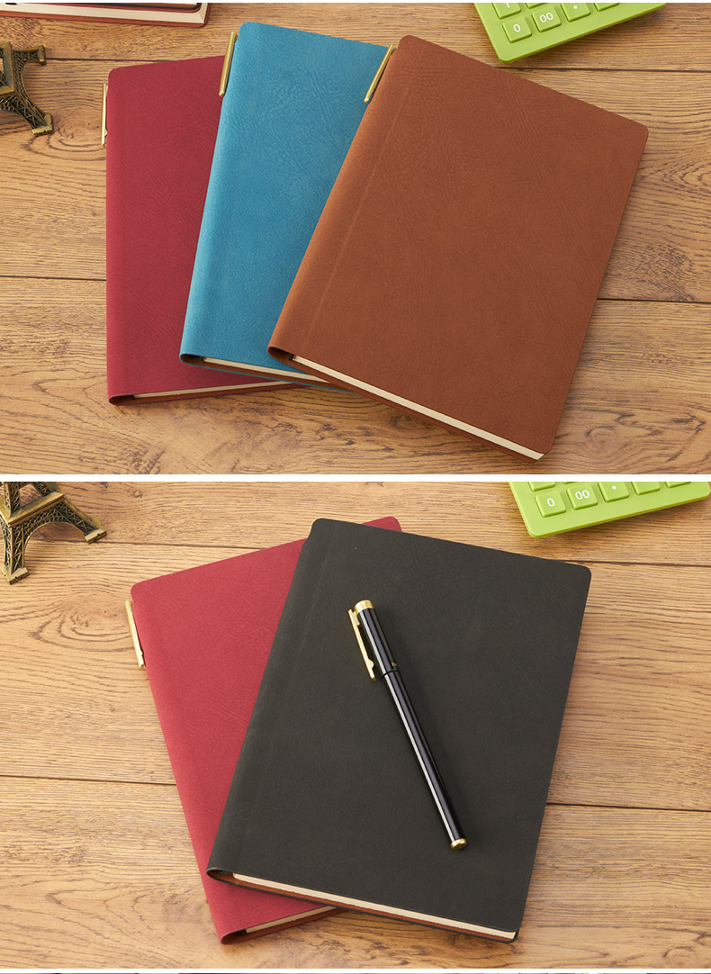 喜通 商务笔记本 皮面本子 a5创意带笔多色记事本 日记本 853 小号40k