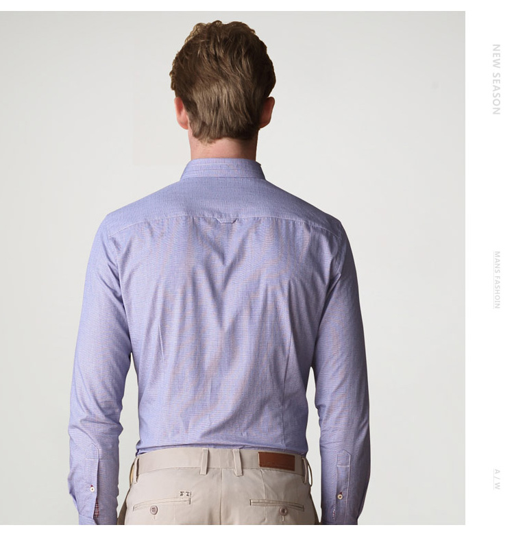 富绅virtue 100%精梳棉时尚细条纹波点提花男长袖衬衫 cf062526 天